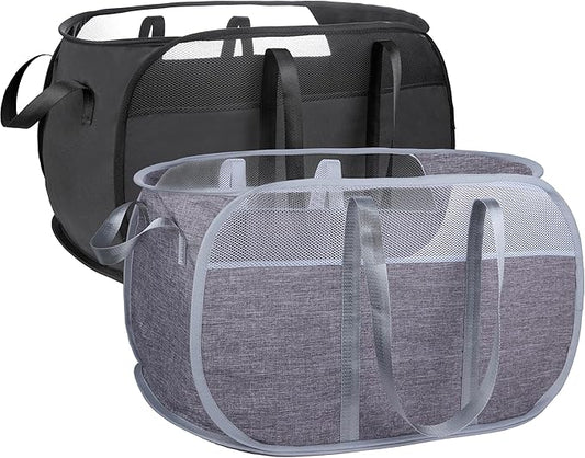 Pop Up Laundry Hamperï¼with Durable Handles collapsible laundry basketï¼Easy to Open and Fold for college Dorm,kids roomï¼travel (black+gray)â¦