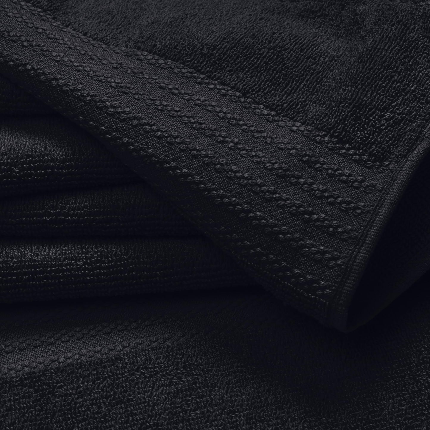 GLAMBURG Ultra Soft 8-Piece Towel Set - 100% Pure Ringspun Cotton, Contains 2 Oversized Bath Towels 27x54, 2 Hand Towels 16x28, 4 Wash Cloths 13x13 - Ideal for Everyday use, Hotel & Spa - Black