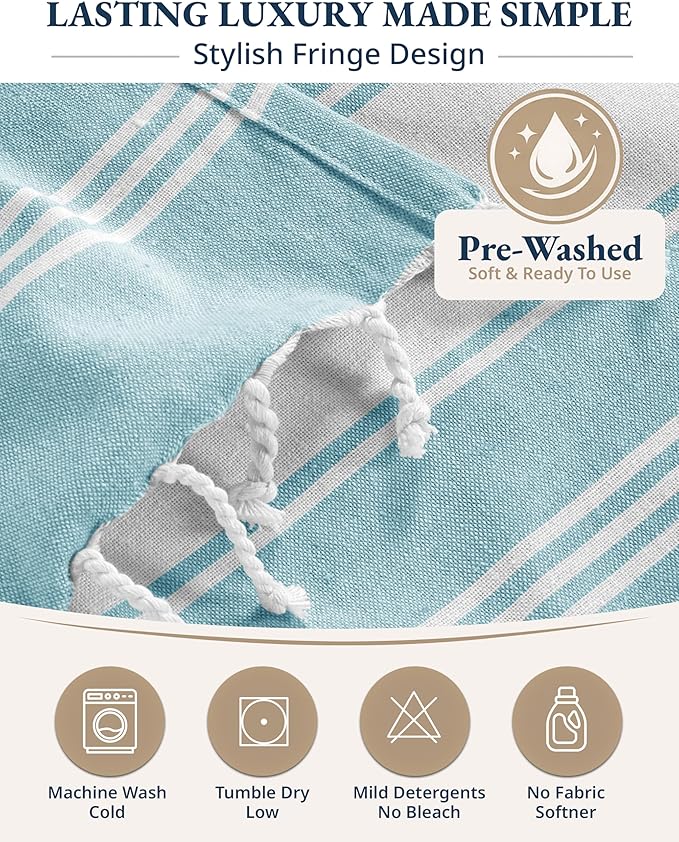 LANE LINEN Extra Large Beach Towel, Beach Towels Oversized, Pre-Washed, No Shrink, Quick Dry Pool Towels, Stylish Light Beach Towel for Women, Absorbent & Sand Free Towel, 39"x71" - Aqua