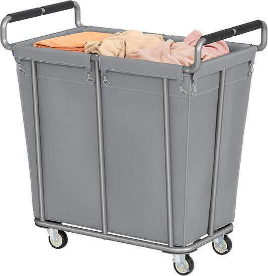Large Laundry Hamper with Wheels, 360L Rolling Big Laundry Basket for Clothes Storage, Heavy Duty Extra Large Rolling Laundry Cart with Handle, Steel Frame, Waterproof Liner,95.1 Gallons,Grey
