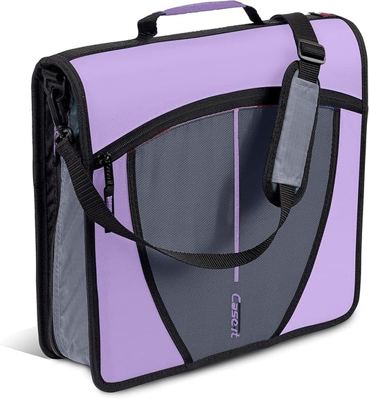 Case-it Mighty Zip Tab School Zipper Binder | 3-Inch O-Rings, 600-Sheet Capacity, 5-Subject Expanding File Folder, Multiple Pockets & Storage Organizer, Shoulder Strap | D-146 Lavender (Pack of 6)