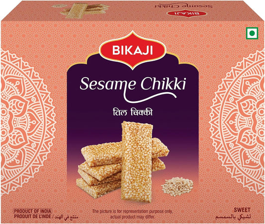 Bikaji Sesame Seed Chikki 14.11 oz (400g), Indian Sweets, Til & Jaggery, Traditional Indian Sweet, Crunchy Sesame Brittle, Authentic Indian Mithai, Winter Special Festive Gift Pack