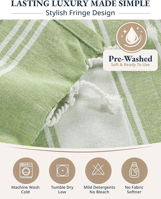 LANE LINEN Turkish Beach Towels, Extra Large Beach Towel, Pre-Washed for Soft Feel, Oversized Sand Free Quick-Dry Pool Towel, Beach Towels for Adults - Jade Lime