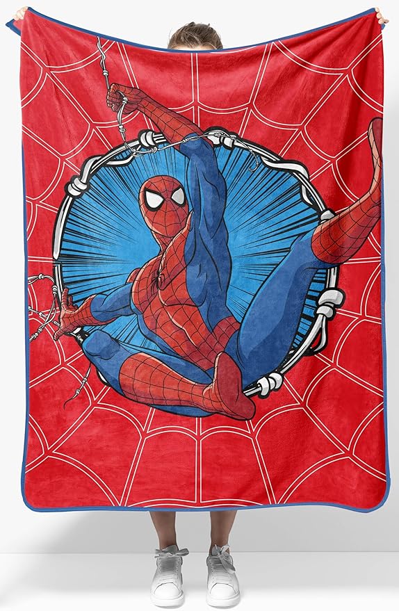 Jay Franco Kids Plush Throw Blanket â Soft & Cozy Fleece Throw for Bedroom & Couch DÃ©cor, Official Licensed Product, Red - Spiderman, 40x50 - Travel Blanket