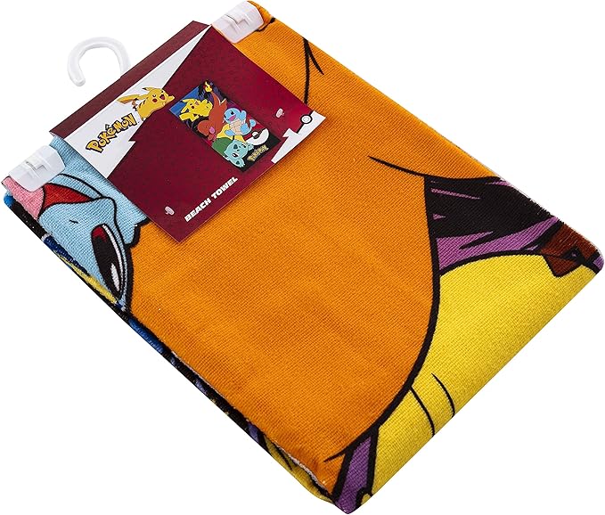 Northwest Pokemon Beach Towel, Pikachu Charmander Squirtle Bulbasaur, Soft and Absorbent 30" x 60", Sunset Pokemon