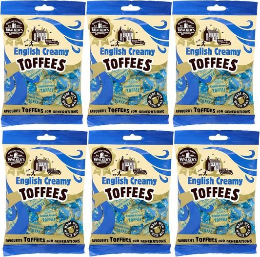 Walkers Nonsuch English Creamy Toffees Bag 5.29 Oz (Pack of 6) – Traditional British Butter Toffee Candy with Whole Milk, Individually Twist-Wrapped Chewy Sweets, Old-Fashioned Gourmet Treat from UK