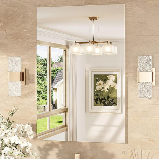 TokeShimi 24x36 Frameless Bathroom Vanity Mirrors for Over Sink, Modern Rectangle Bathroom Mirrors for Wall with Polished Edge Shatterproof Decorative Mirror for Bedroom, Living Room, Entryway