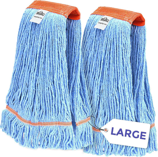 Nine Forty 2-Pack Industrial and Commercial-Grade Looped End Wet Mop Head Refill - Heavy Duty 20 Inch 4-Ply Premium Synthetic Yarn - for Optimal Absorption and Durability - Blue (2 Pack, Large)