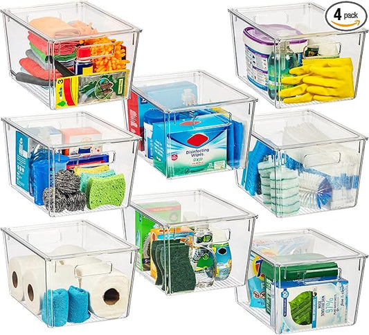 ClearSpace Plastic Storage Bins with Lids X-Large â Perfect Kitchen Organization, Desk Organizer or Pantry Storage â Desktop Organizer, Pantry Organization and Storage Bins, Cabinet Organizers
