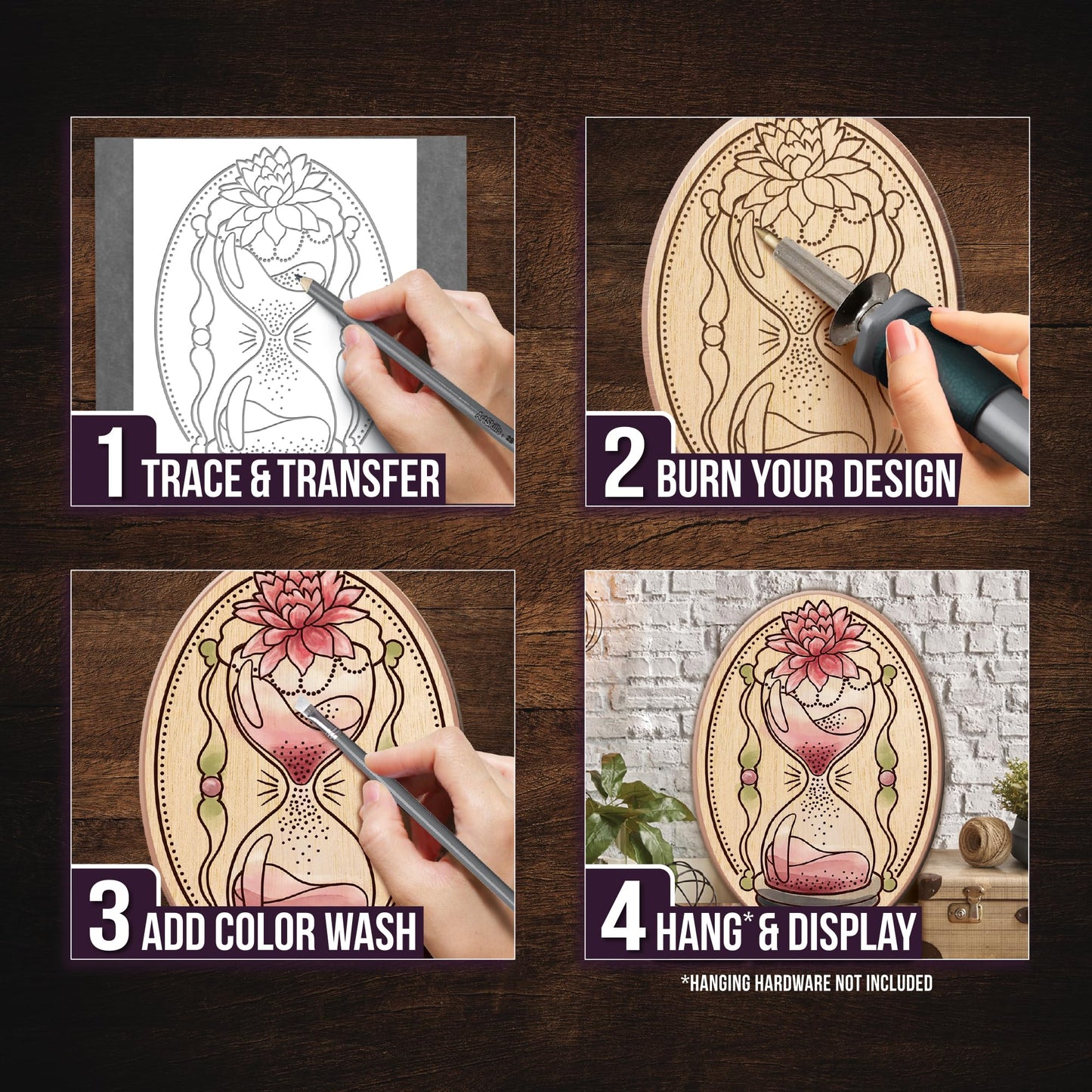 ArtSkills Wood Burning Kit for Beginners, Deluxe Pyrography Wood Engraving Art Set with Burner Pen, Stencils, Watercolor Paints, DIY Tools for Adults and Kids, 48 Pieces