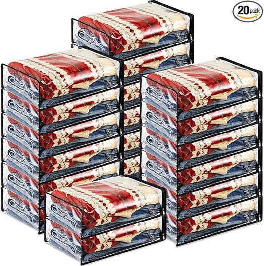 20 Pieces Clear Vinyl Zippered Storage Bags 15 x 11 x 4 Inch Sweater Storage Bags Plastic Bed Sheet Organizer for Blanket Closet Clothing Linen Sweater Clothes Pillow
