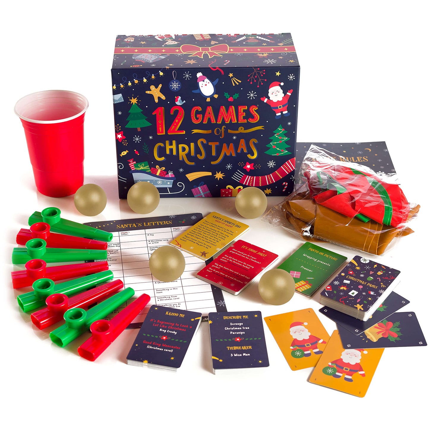 12 Games of Christmas - 12 Hilarious Holiday Activities [Family Party Games Pack for Kids, Teens & Adults] - by Beat That! Game