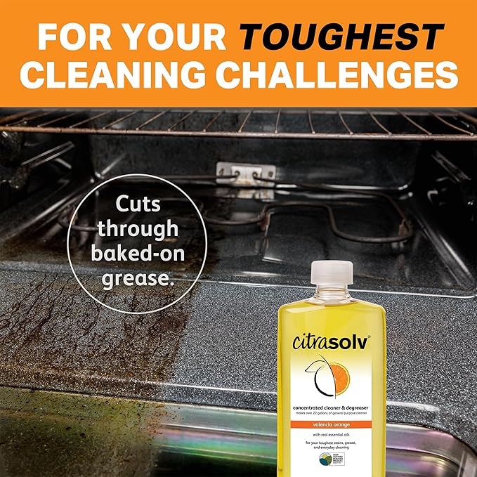 Citra Solv Concentrated Cleaner & Degreaser, Deodorizer, Home & Outdoor, Adhesive Remover, Paint Thinner, Natural Orange Oil, Valencia Orange 8 Fl Oz