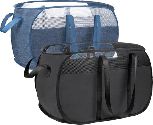 Pop Up Laundry Hamperï¼with Durable Handles collapsible laundry basketï¼Easy to Open and Fold for college Dorm,kids roomï¼travel (black+blue)â¦