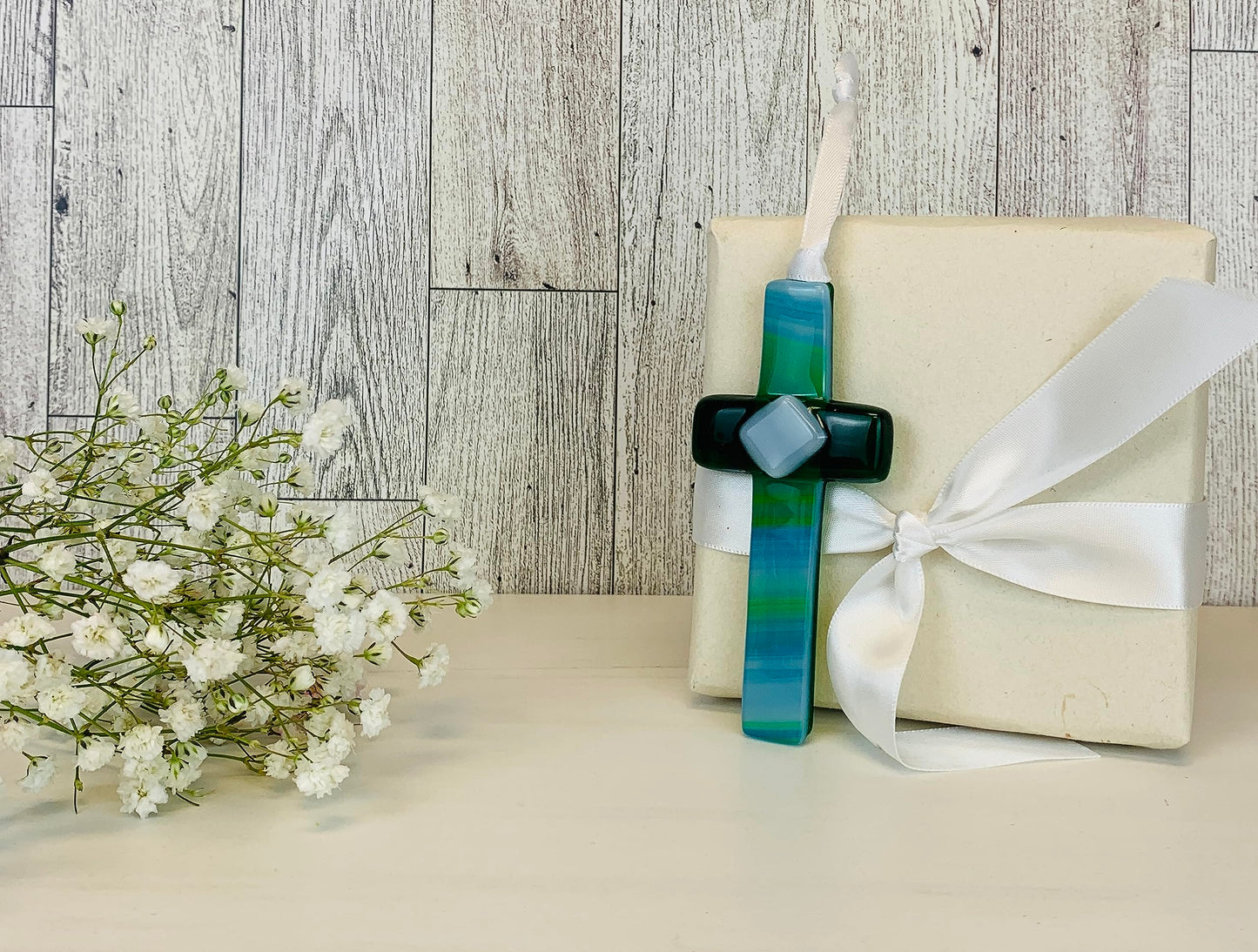 Birthday Cross - Handmade in USA Glass Cross with Sentiment - Christian Birthday Gift for Friends/Colleagues/Family