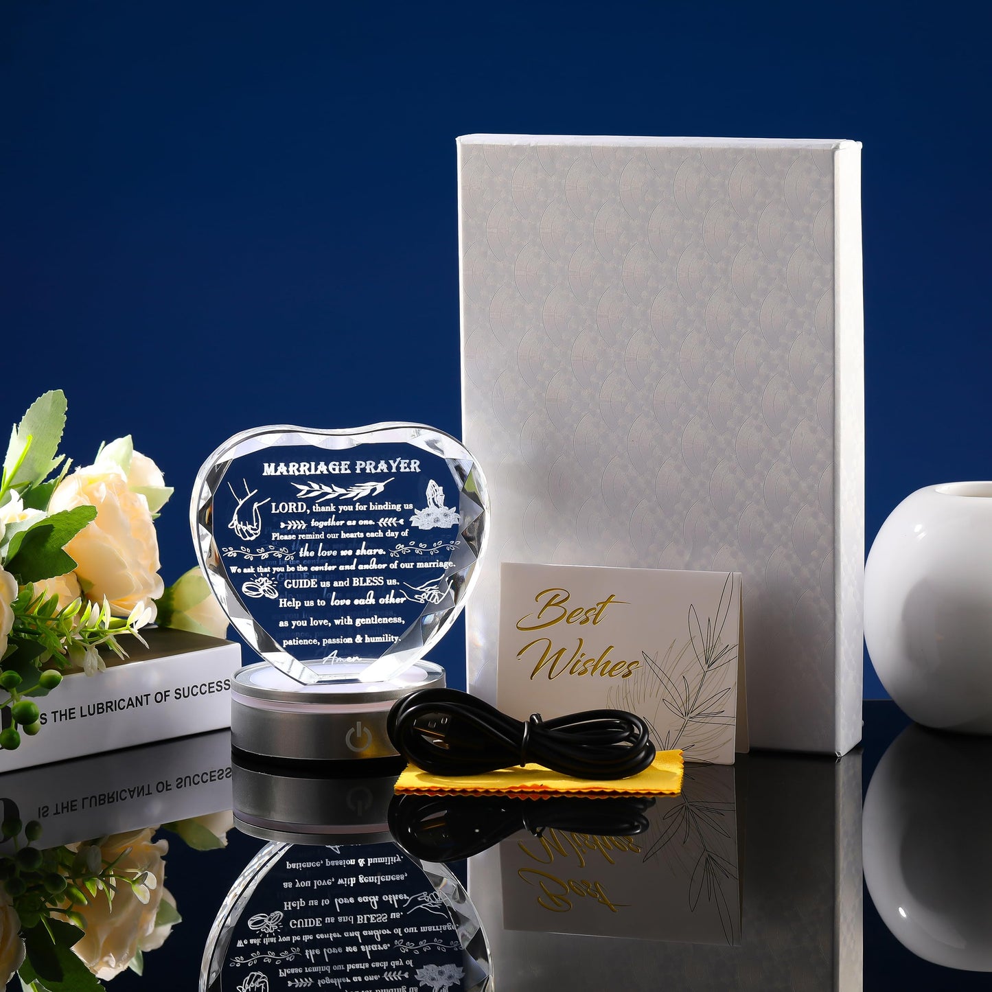Qianwei Wedding Gifts for Couples Unique 2025 - Happy Anniversary Marriage Gift Crystal Keepsake - Engagement Gifts Bridal Shower Gifts for Bride and Groom Engagement Newlywed Mr and Mrs Gifts