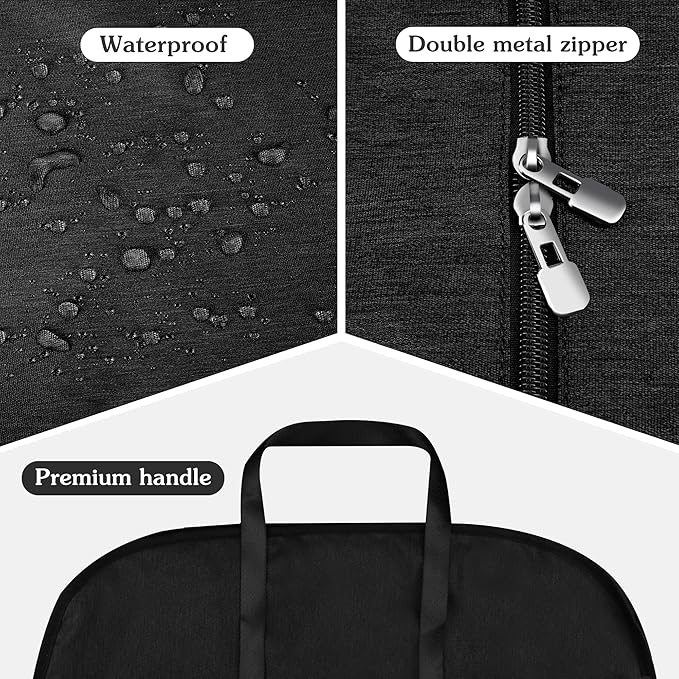 Limoomil 60 Inch Heavy Duty Tear Resistance Wedding Dress Bag for Wedding Travel, Waterproof Dress Cover for Closet Wardrobe. Garment Bag for Gowns, Tuxedos, Dress, Long Coats. Darkgrey, 60 Inch.