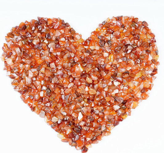 Crocon 1 LB Crushed Carnelian Chips Bulk Stones 2000+ Carats Natural Quartz Pieces Irregular Shape Gemstones for House Warming Gifts New Home and Chakra healing crystals Home Décor gifts for women