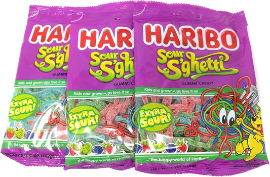 Haribo Gummies-Sour Spaghetti 5 Ounce (Pack of 3)