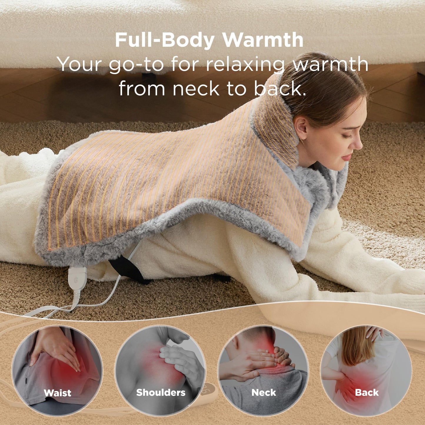 Bedsure Heating Pad for Neck and Shoulders and Back - Birthday Gifts for Women Men Mom Mens, FSA Eligible Items, Electric Heated Pad for Full Body, ETL Certified, Extra Large 24"x33", Grey