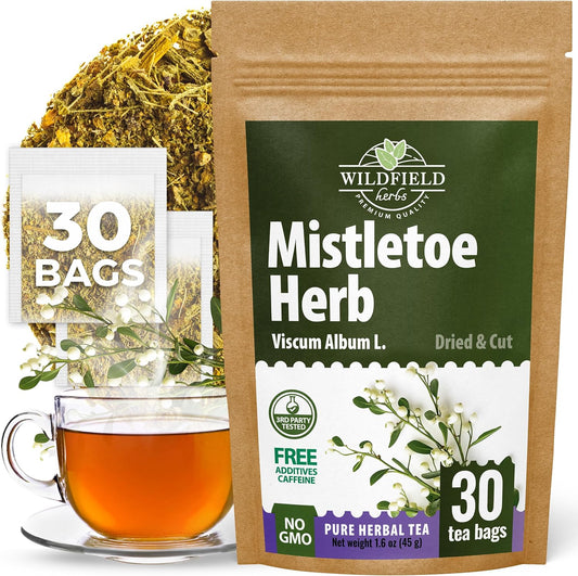 30 Bags Dried Mistletoe Herb Tea (Viscum) - 30 Count 1.5g Tea Bags Mistletoe Herb Muerdago