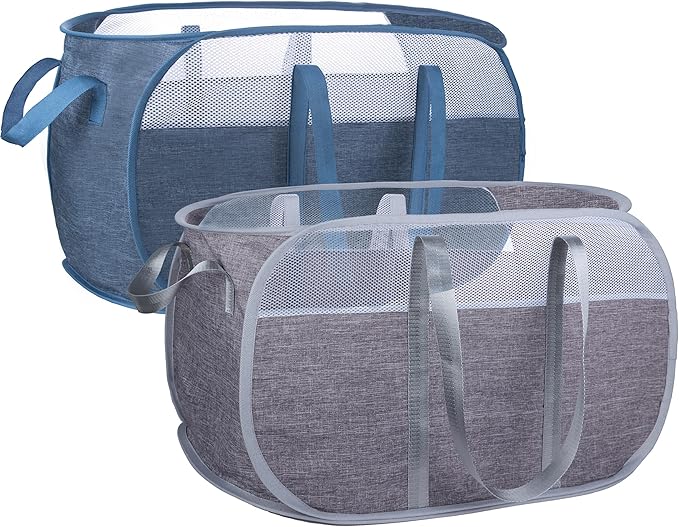 Pop Up Laundry Hamperï¼with Durable Handles collapsible laundry basketï¼Easy to Open and Fold for college Dorm,kids roomï¼travel (blue+gray)â¦