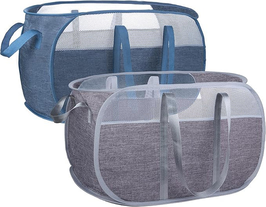 Pop Up Laundry Hamperï¼with Durable Handles collapsible laundry basketï¼Easy to Open and Fold for college Dorm,kids roomï¼travel (blue+gray)â¦