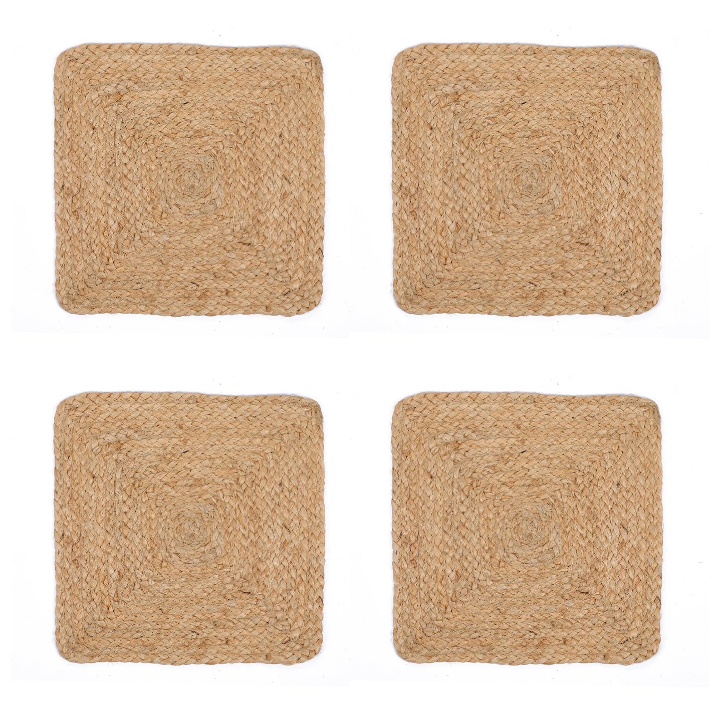 AASAAN DECOR Set of 4 Jute Braided Square Placemats for Dining Table â 13x13 Inches Natural | Rustic Farmhouse Woven Table Mats | Heat Resistant, Natural Fiber Kitchen & Dining Table Decor