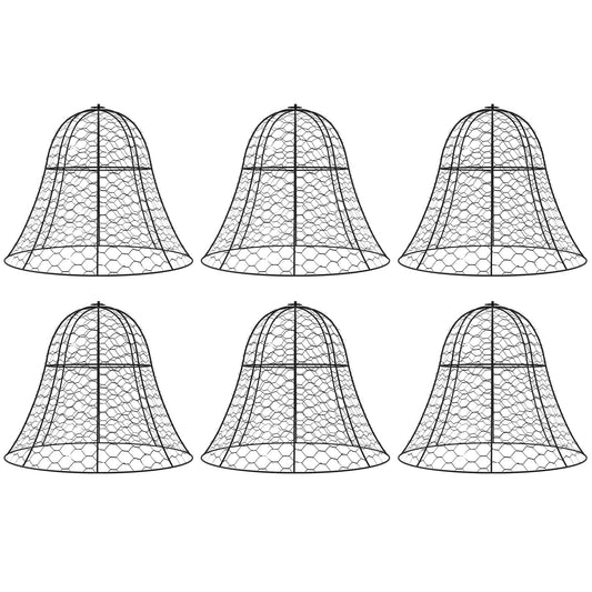 Garden Chicken Wire Cloche, 16" x 13" Stackable Animal Plant Protectors, 6 Pack of Metal Crop Cages to Keep Animals Out, Black