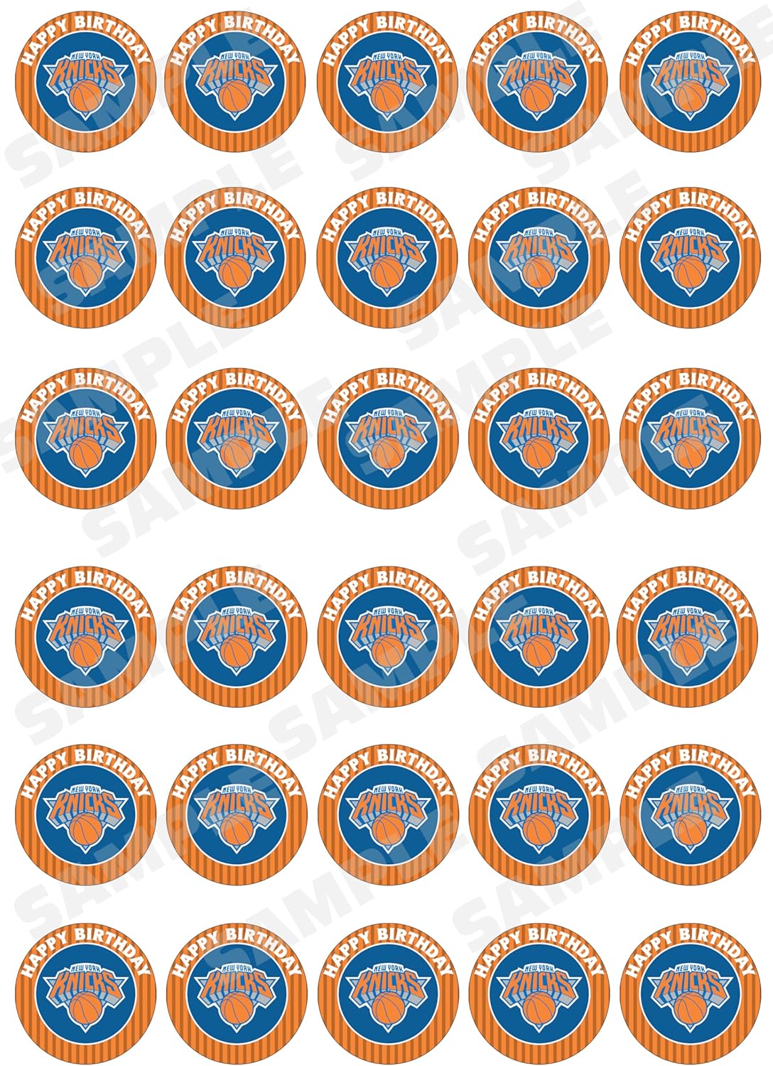 30 x Edible Cupcake Toppers – New York Basketball Team Themed Collection of Edible Cake Decorations | Uncut Edible on Wafer Sheet