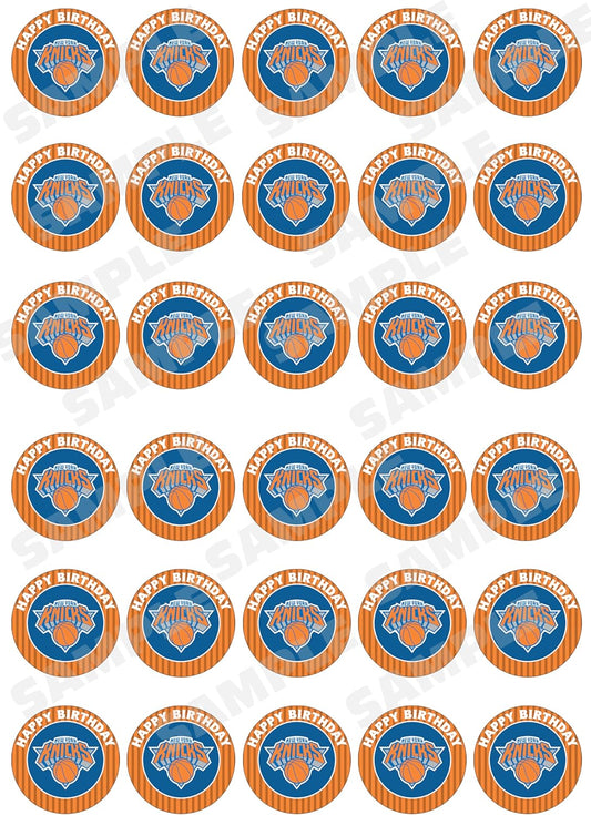 30 x Edible Cupcake Toppers – New York Basketball Team Themed Collection of Edible Cake Decorations | Uncut Edible on Wafer Sheet