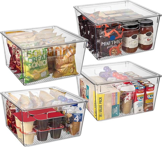ClearSpace Plastic Storage Bins with Lids XL â Perfect Kitchen Organization or Pantry Storage â Fridge/Cabinet Organizers