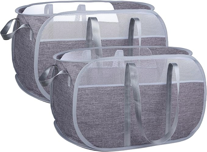 Pop Up Laundry Hamperï¼with Durable Handles collapsible laundry basketï¼Easy to Open and Fold for college Dorm,kids roomï¼travel (2 gray)â¦