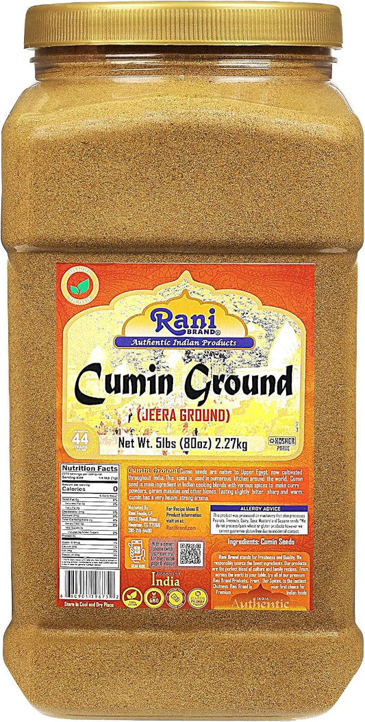 Rani Cumin (Jeera) Powder Spice 80oz (5lbs) 2.27kg Bulk PET Jar ~ All Natural | Vegan | Gluten Friendly | NON-GMO | Kosher | Indian Origin