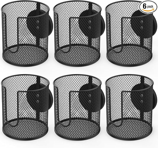 Magnetic Cup Holder, Fully Covered Anti-Fall Magnetic Drink Holder, Cup Caddy, N38 Super Magnet Cup Holder for Tractor Mower School Bus on Ferrous Metal Surface, 3.54" Inner Diameter(6 Pack Black)