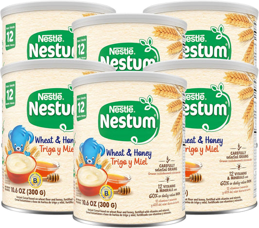 Nestle Nestum Infant Cereal, Wheat & Honey, Made for 12 Months & Up, 10.6 Ounce Canister (Pack of 6)