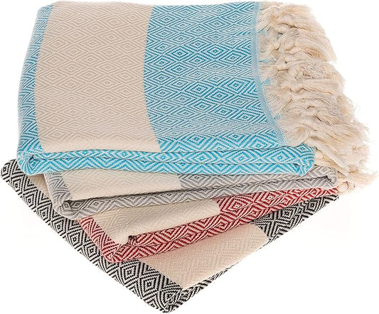 Clotho 4 Pack Oversized Turkish Towels Set for Bathroom and Pool - 100% Cotton 39 x 70 inch - Large Absorbent Fast Drying - Towel for