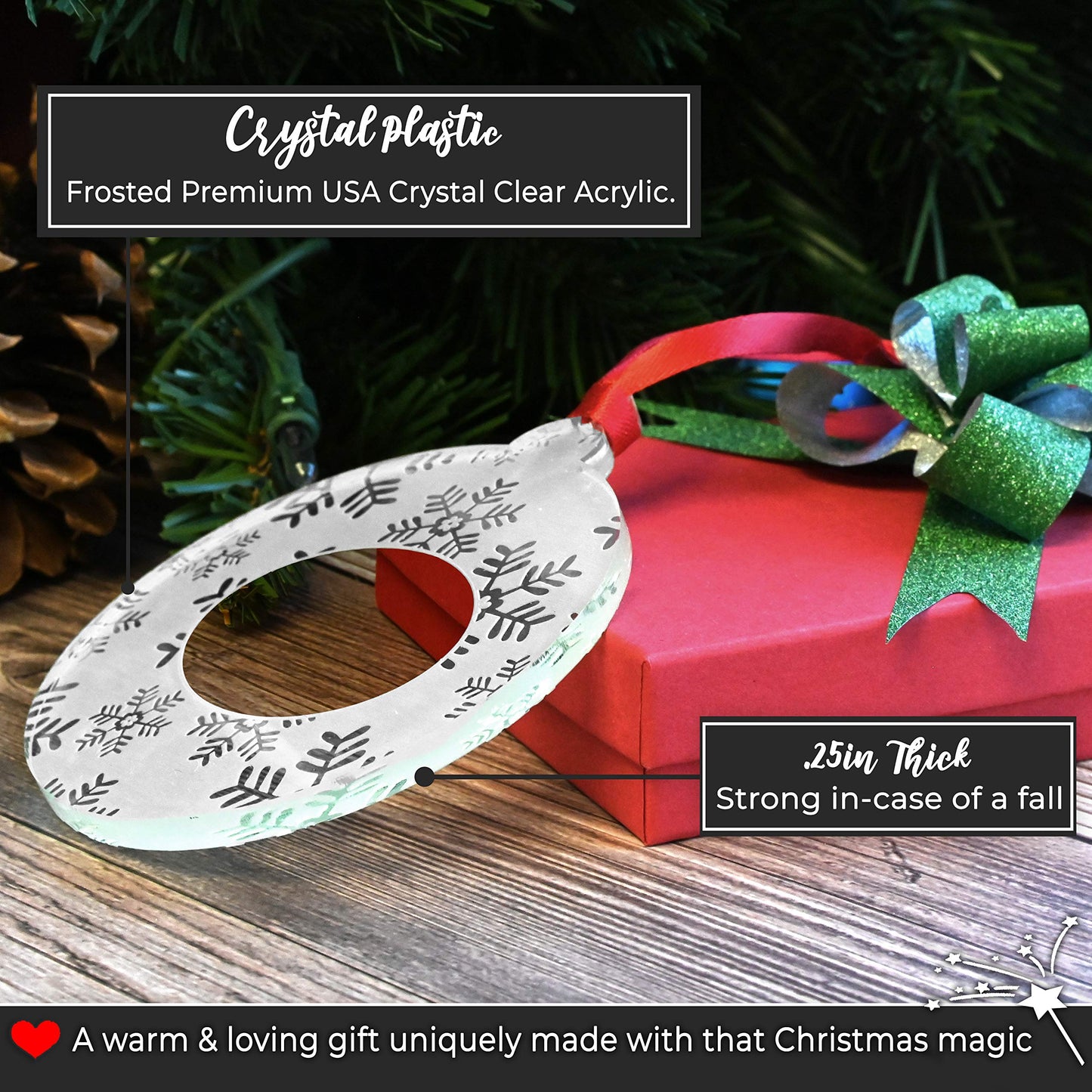 Christmas Ornaments 2025 Crystal Clear Frosted White Bulb Shape Gift Box Incld | Best Gifts for Engagements, Babys First, Couples, and First Home, Non Personalized | Made in USA