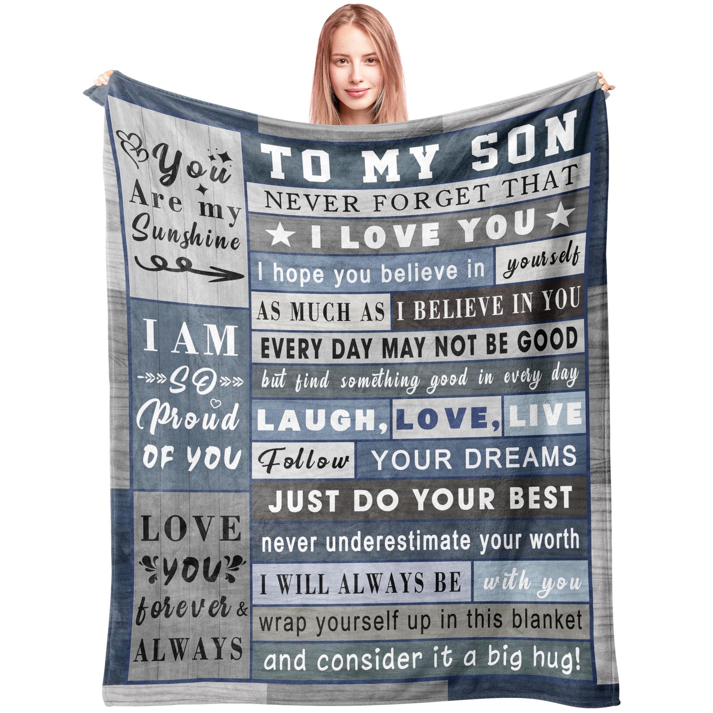 Spwasplo Gifts for Son Fathers Day Blanket from Mom Dad - Son Christmas Birthday Gift Adult - Ultra Soft Plush Throw Present Ideas for Bedding Sofa - 60"x50"