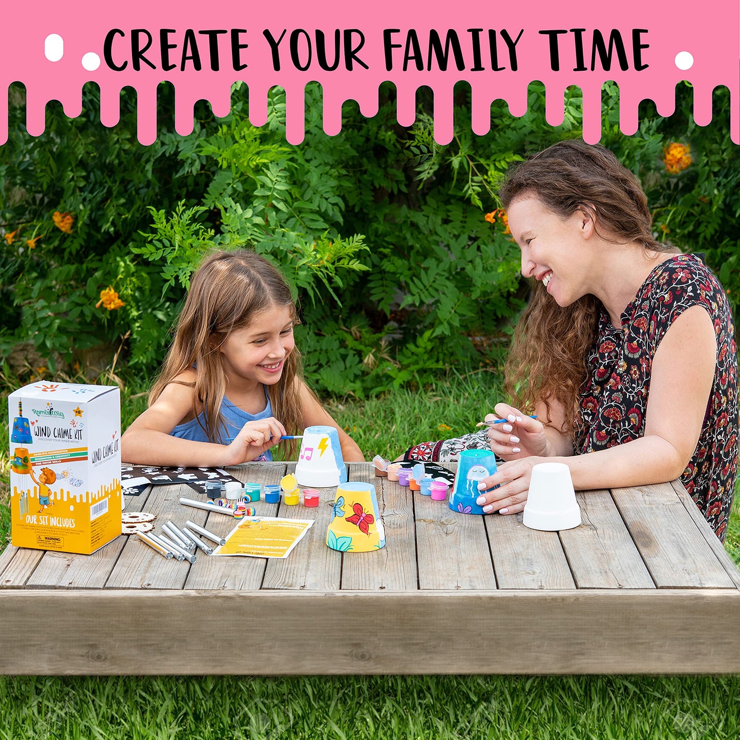 ROMI'S WAY 2-Pack Make Your Own Wind Chime Kit - Larger Bells, Stencils and Beads, Arts and Crafts for Kids Ages 8-12, 6-8 - DIY Craft Kit for Girls & Boys - Unique Art Gifts for Christmas, Birthday