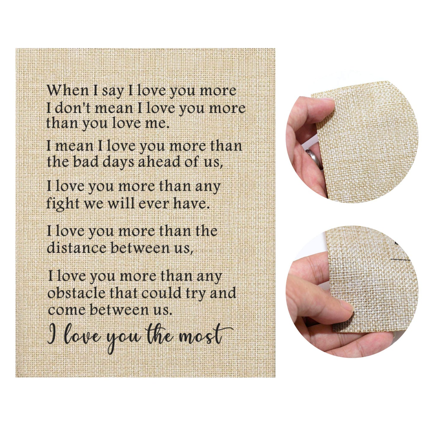 Corfara Framed Burlap Print, 11" W x 13" H, Anniversary & Birthday Gifts for Him & Her, I Love You The Most, Valentine & Deployment Gift