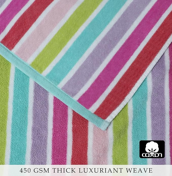 COTTON CRAFT Hooded Beach Towel – Oversized 39 x 68 Towel with Hood for Adults - 100% Cotton Velour Dobby Terry 450 GSM Pool Bath Wrap - Soft Absorbent Quick Dry – Pink Multi