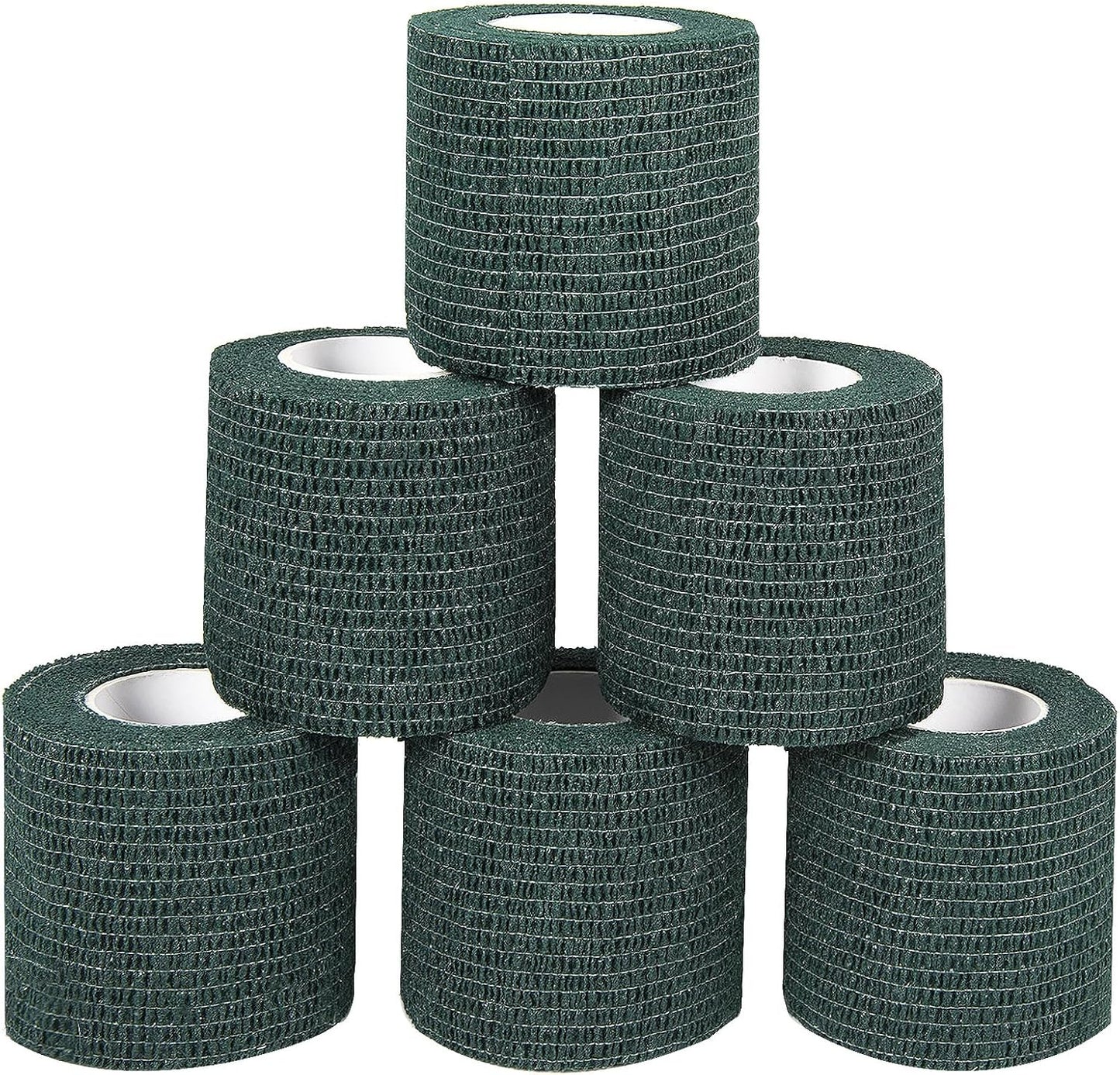 6Pcs 2”x 5 Yard Self Adhesive Bandage Wrap Breathable Self Adherent Cohesive Wrap Bandages Vet Tape for Dog Cat Athletic Elastic Cohesive Bandage Wrist Ankle Grip Cover Tape (Army Green)