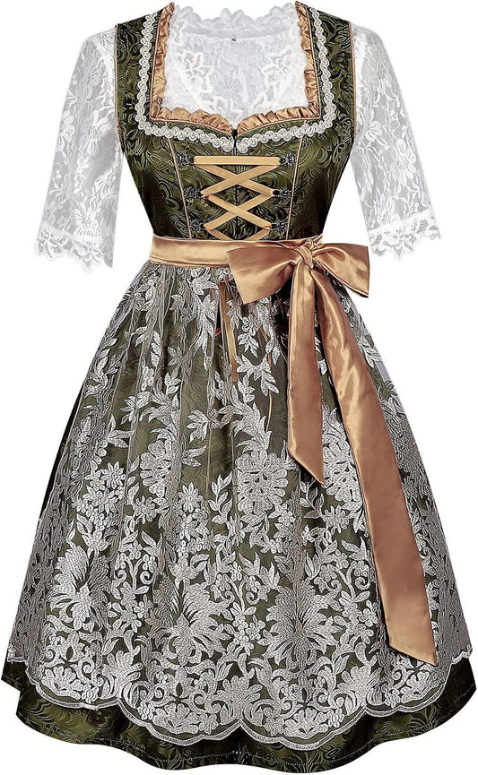 Women German Dirndl Dresses Set Oktoberfest Costume Bavarian Beer Dress Halloween Party Outfits
