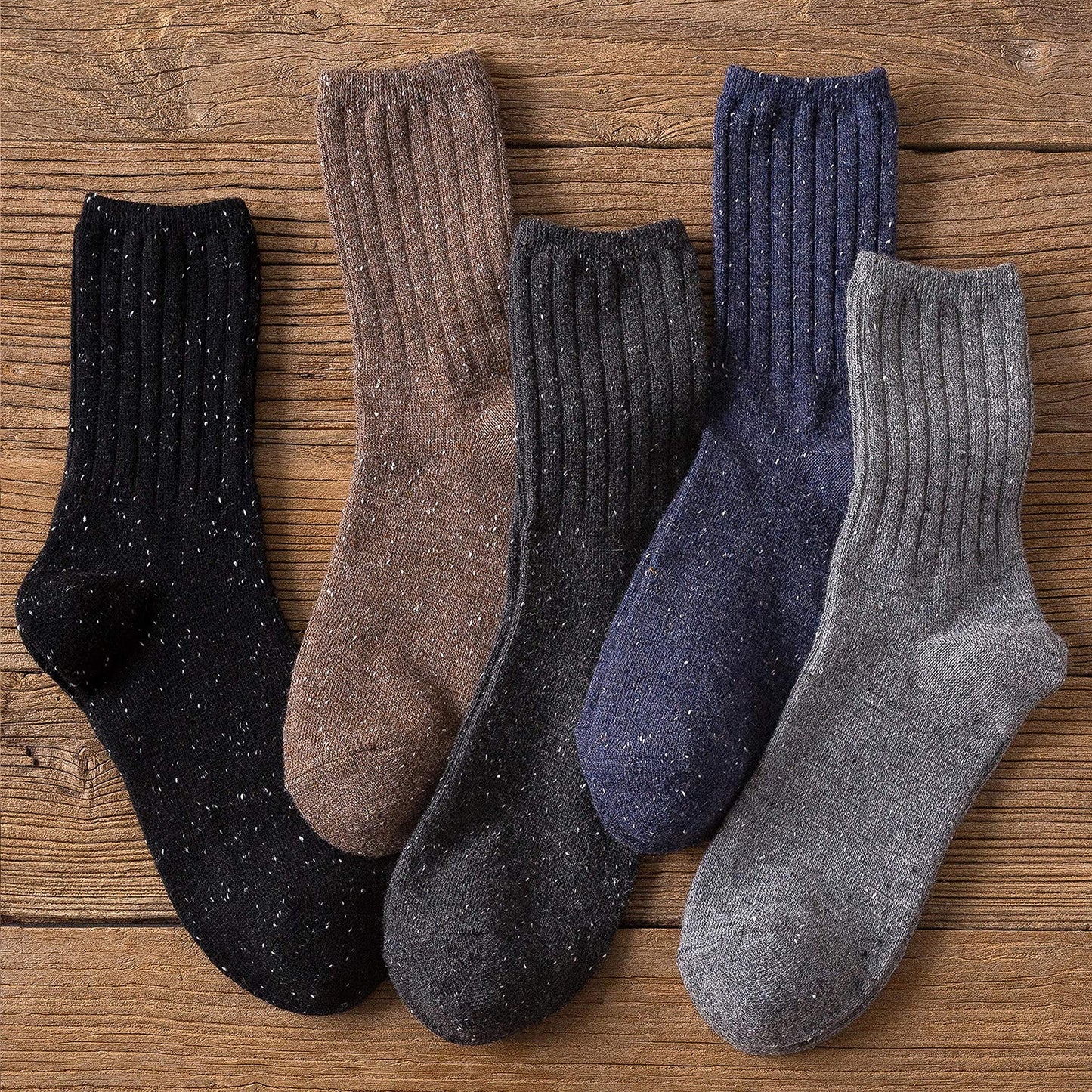 EBMORE 5 Pairs Merino Wool Socks for Women Thermal Warm Thick Winter Hiking Knit Cozy Crew Duty Work Soft Socks Stocking Stuffers Gift for Ladies 5 Pack(Dot Stripes(5 pairs))
