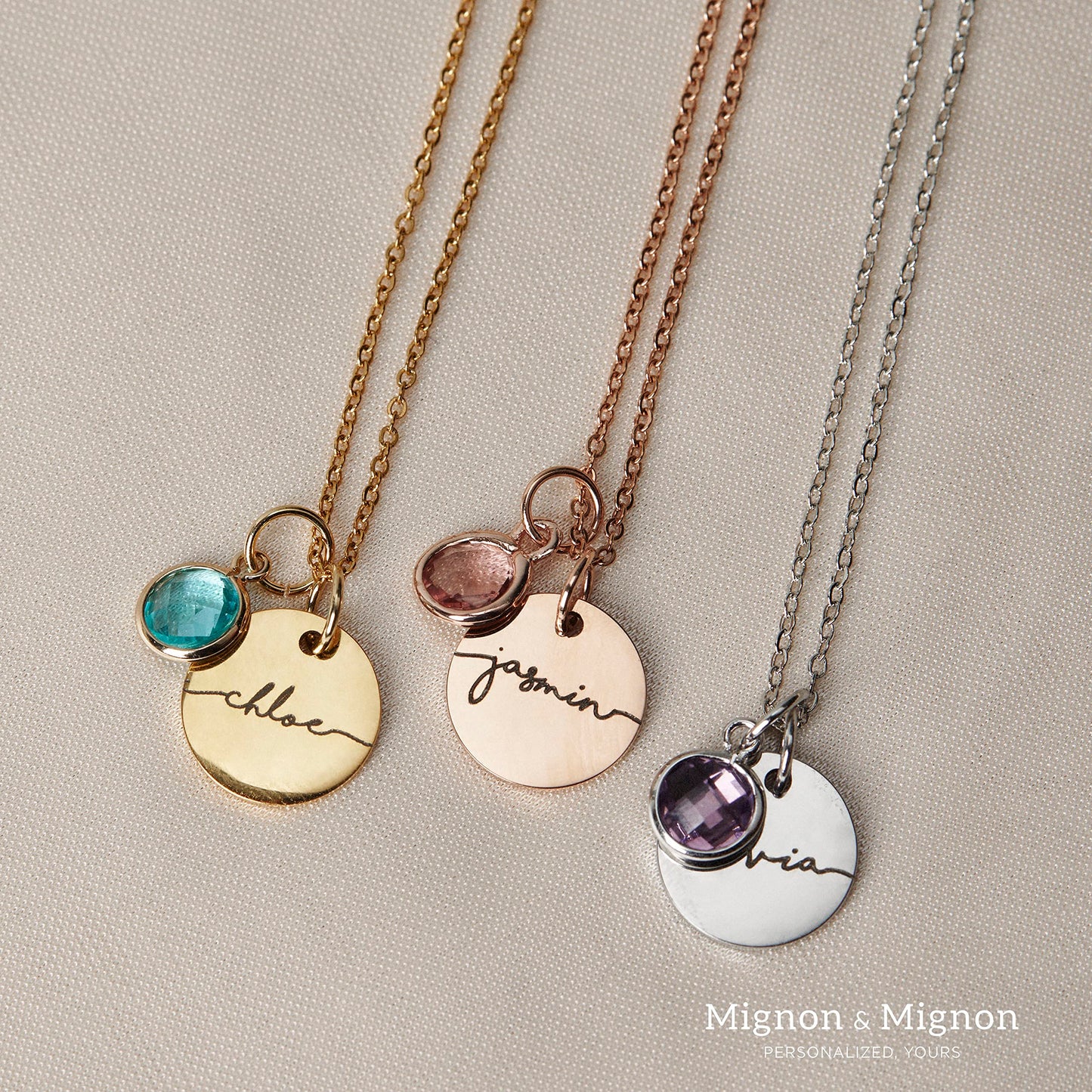 Birthstone Name Necklace Personalized Jewelry for Women Neckace Gifts for Mom Gold Plated Pendant Charm, Custom Jewelry Grandma Gift Birthday Personalized Gifts for New Moms -CN-BS-SH