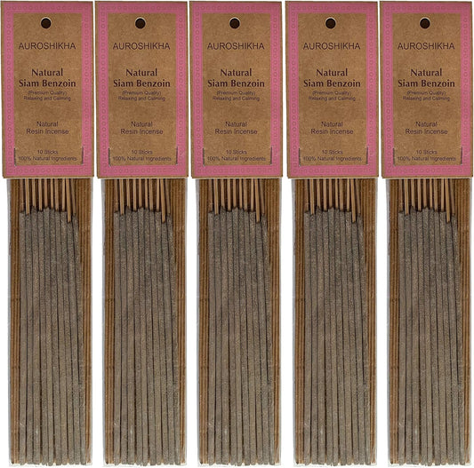 Siam Benzoin Natural Resin Incense Stick (5 Pack Total of 50 Sticks)