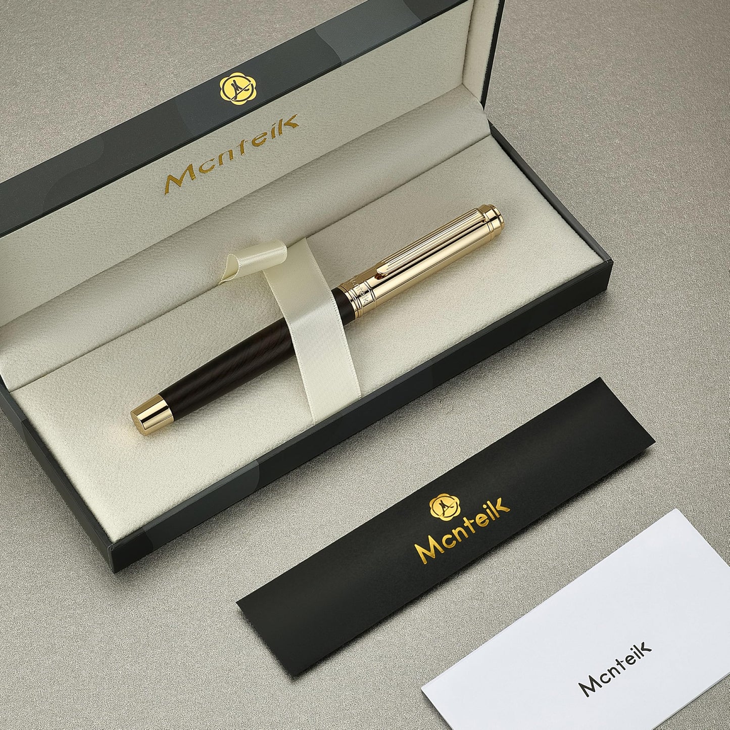 316 Luxury Journaling Pen, Nice Natural Wood for Writing, 24K Gold Accents, Schmidt refill, Fancy Rollerball, Wooden Gift Set for Men & Women, Executive & Graduation Work Christmas Pens-Blackwood