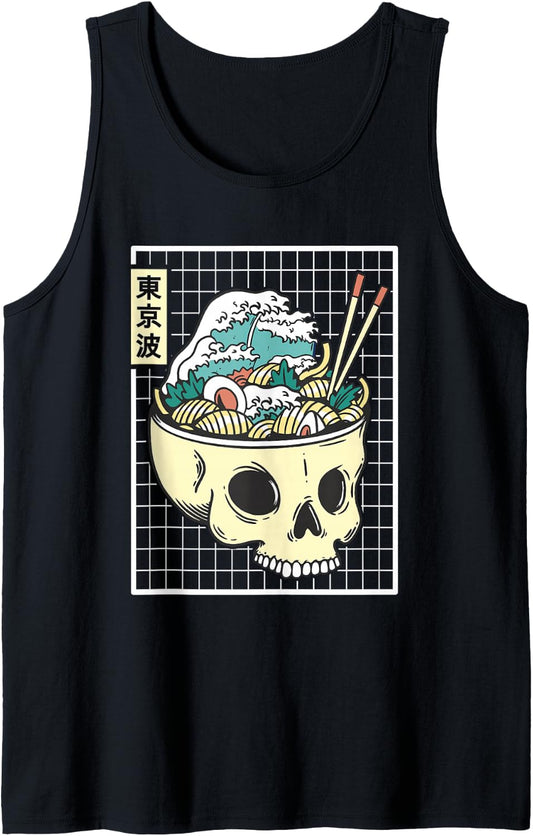 Japanese Waves Ramen Noodles Grid Kawaii Aesthetic Anime Tank Top