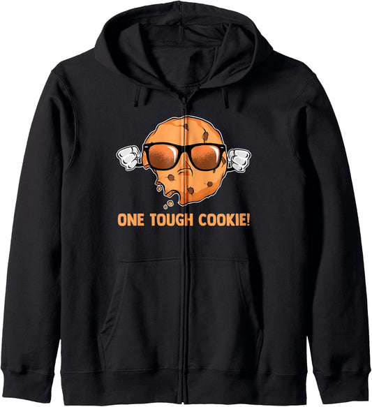 One Tough Cookie! Cute Happy Chocolate Chip Cookie Zip Hoodie
